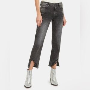 Frame Le High Straight Leg Frayed Hem Silver Strike Gray Grunge Jeans Size 26